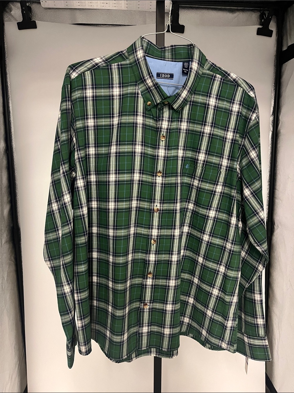 Izod Green Plaid Button-Down Shirt